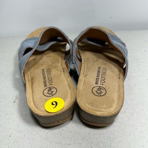 White Mountain Footbeds Blue Favour Slide Sandals Size 9 - Picture 8 of 8